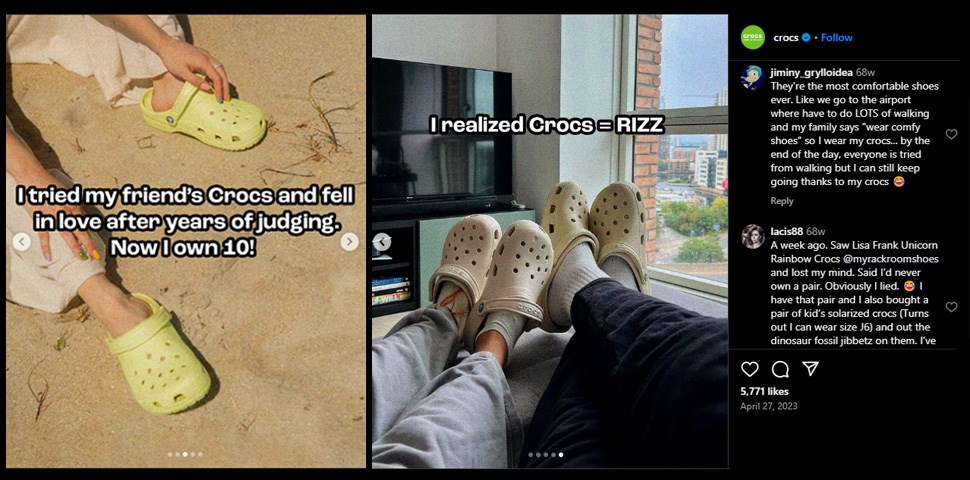 crocs = rizz